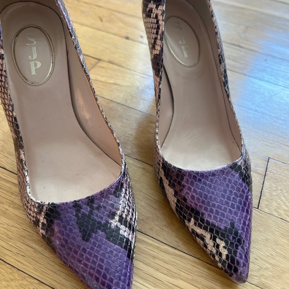 Purple Snakeskin Pumps